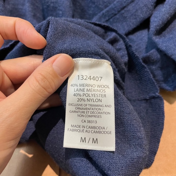 Ibex Wool Blend V-Neck Long Sleeve Pullover Sweater - Men's Size M - Blue - Picture 5 of 8